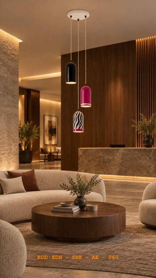 Siyah Bordo Geometri Üçlü El Yapımı Çini Sarkıt Seti