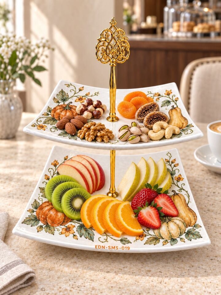 Bal Kabağı Masalı El Yapımı İki Katlı Çini Sunumluk