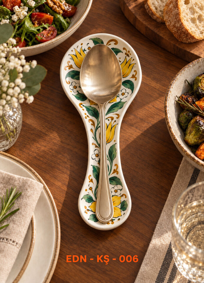 Sarı Bahar El Yapımı Çini Kaşıklık