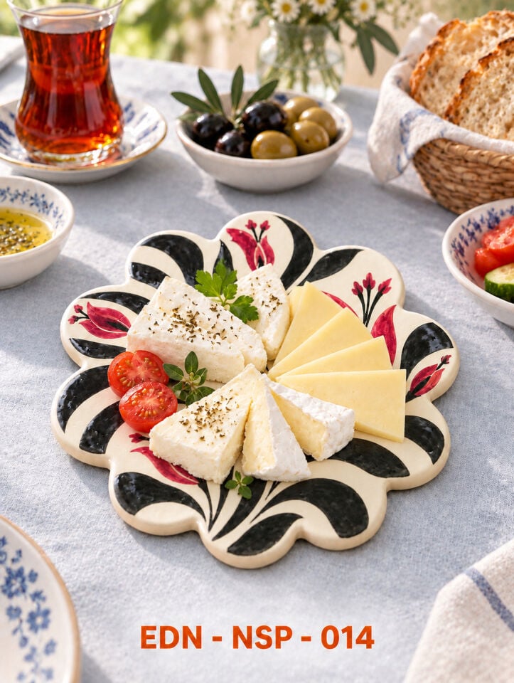 Siyah Fuşya El Yapımı Çini Papatya Nihale