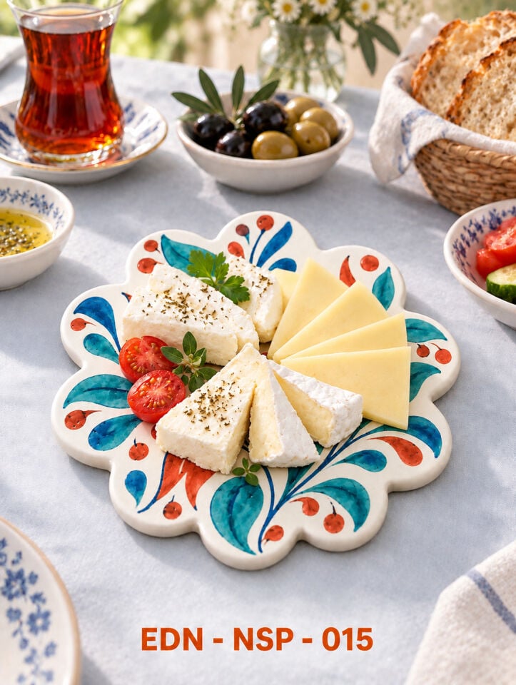 Turkuaz Mercan El Yapımı Çini Papatya Nihale