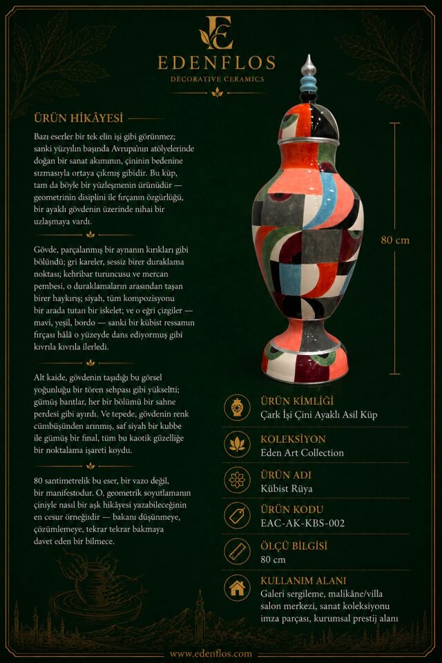Kübist Rüya El Yapımı Çini Küp